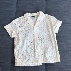 NWT Banana Republic White Eyelet Camp Collar Shirt